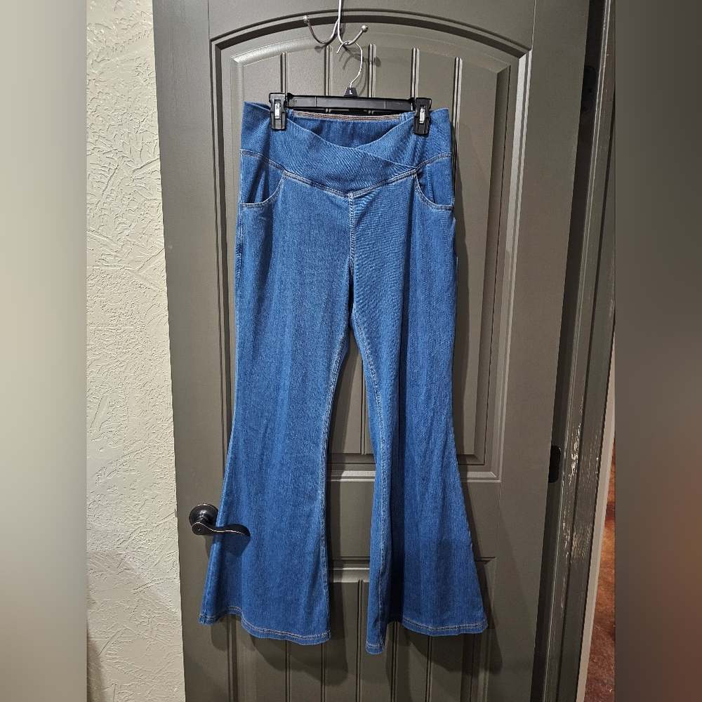 HALARA Blue Wide Leg Flare Jeans